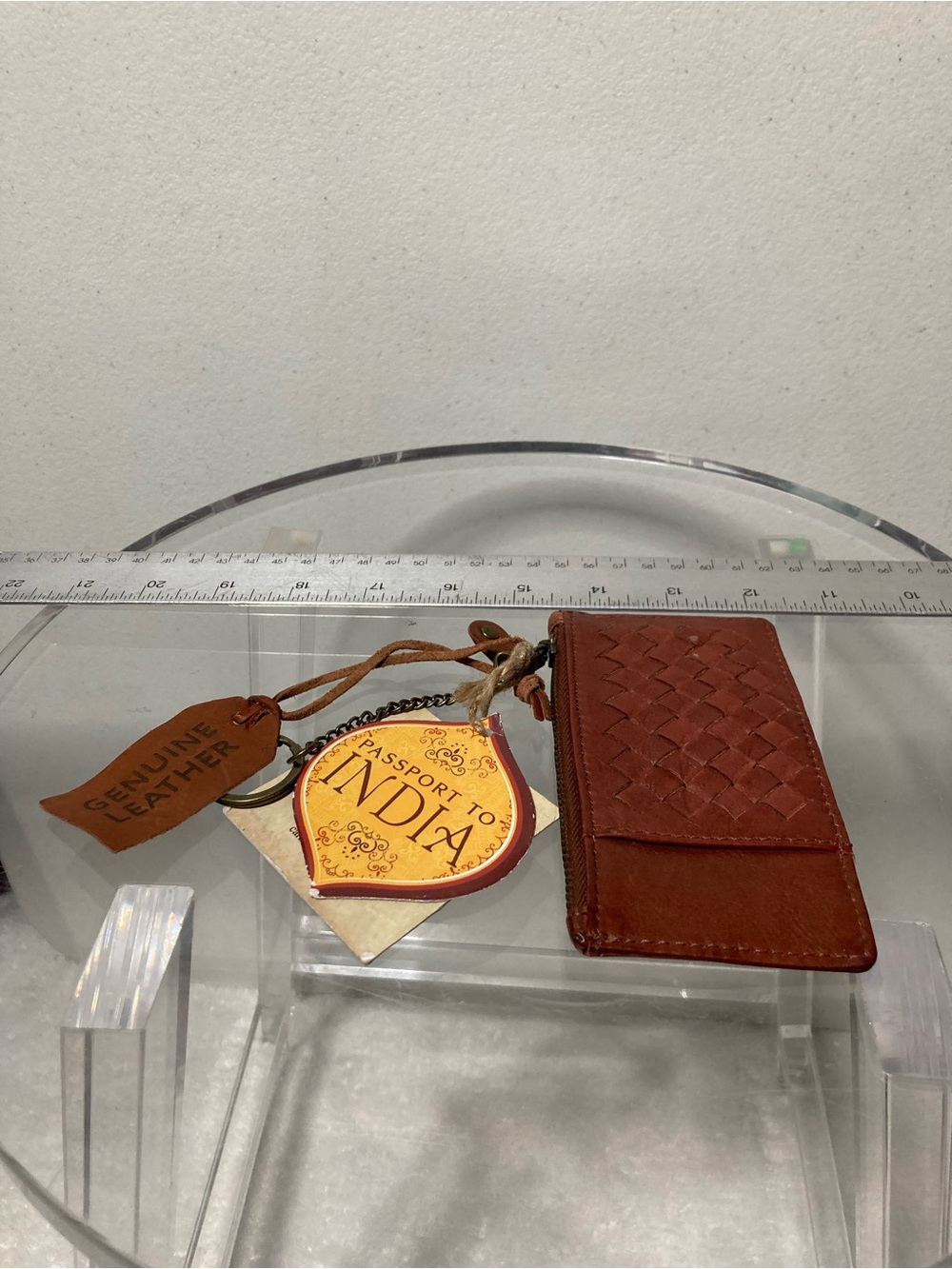 Passport Brown Woven Leather Card & Key Holder